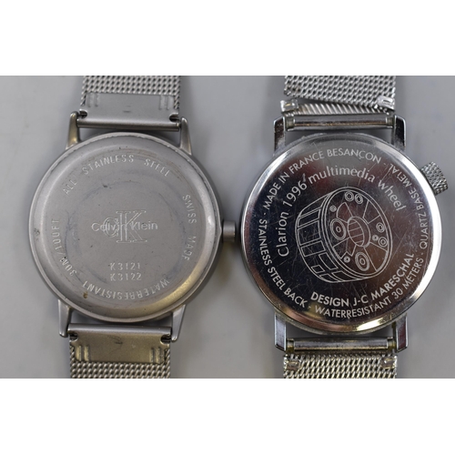 82 - Two Gent's Quartz Watches To Include Calvin Klein, Akteo Clarion 1996 Multimedia Wheel. Working