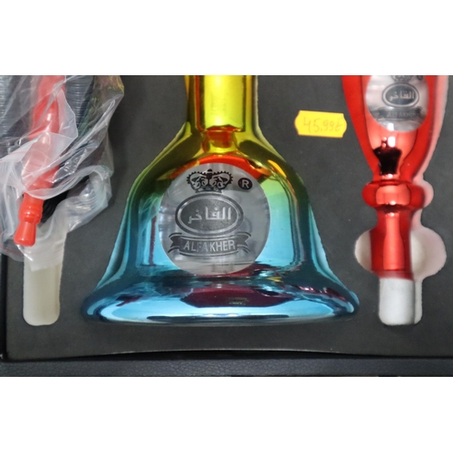 332 - Al Fakher Glass Hookah Multi Coloured Complete with Lockable Case