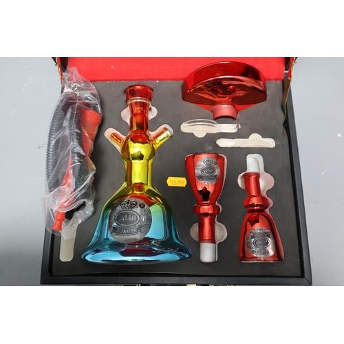 332 - Al Fakher Glass Hookah Multi Coloured Complete with Lockable Case