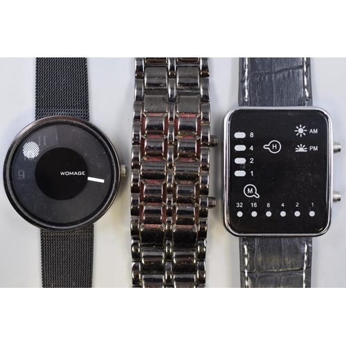 86 - Three Unusual Quartz/Digital Watches, To Include Womage, Hidden Display, And Other