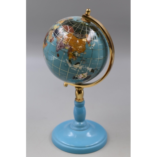 161 - Decorative Semi Precious Gemstone Spinning Globe Approx 9.5