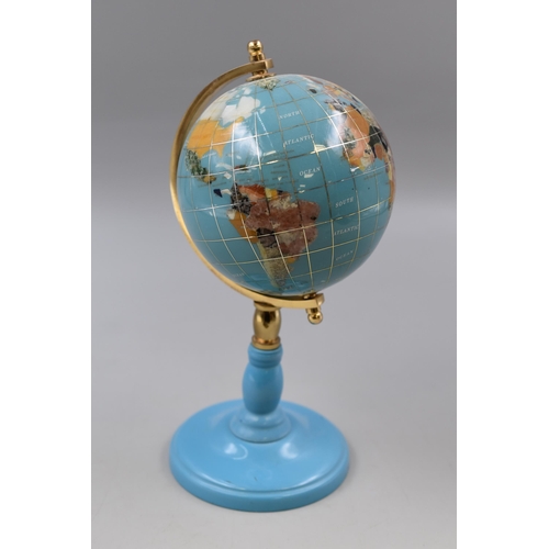 161 - Decorative Semi Precious Gemstone Spinning Globe Approx 9.5