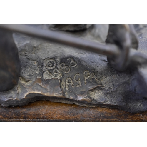 167 - Detailed Bronzed Resin Signed Sculpture on Wooden plinth Entitled 