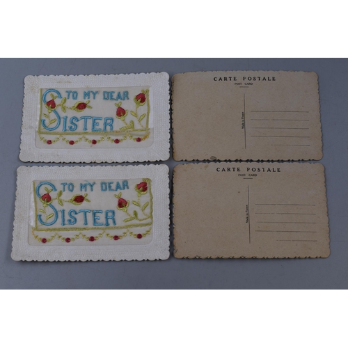 172 - Selection of Approx Forty Vintage 'To My Dear Sister' Silk Postcards