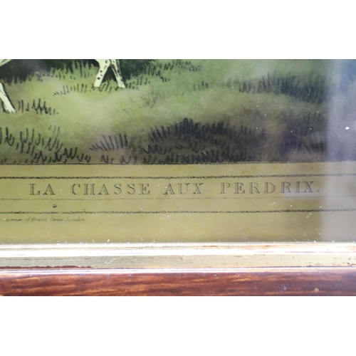 346 - A Vintage French 'La Chasse Aux Perdrix' Partridge Shooting Colour Lithograph Print, Approx 23.5