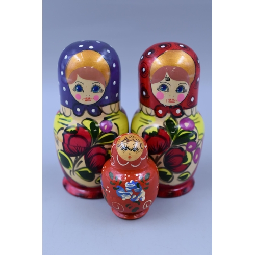 175 - Three Hand Carved and Hand Painted Russian Dolls