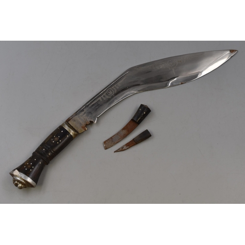 178 - Gurkha Kukri knife with Leather Sheath and two Smaller Knives