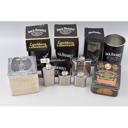 238 - Selection of Jack Daniels Advertising Memorabilia including Playing Cards, Hip Flasks, and More