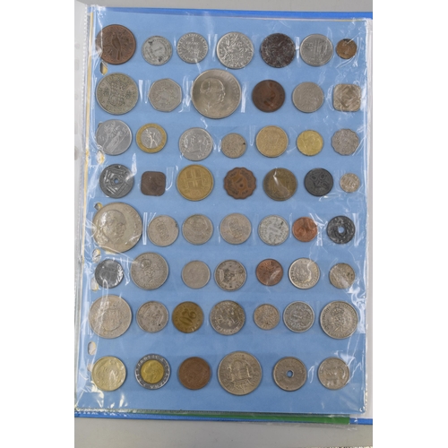 126 - Folder Containing approx. 200 Mixed English and Foreign Coins