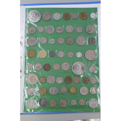 126 - Folder Containing approx. 200 Mixed English and Foreign Coins