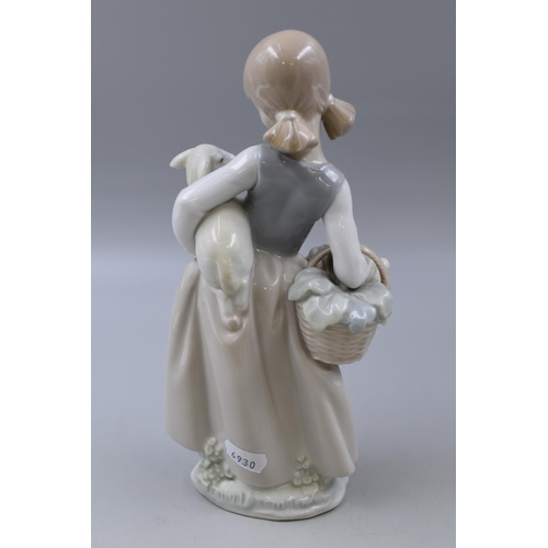 241 - Collectable Lladro Porcelain Young Girl with Lamb Statue approx 9.5