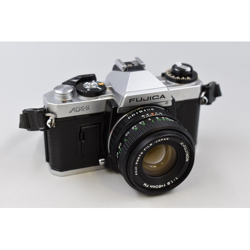 132 - A Fujica AX-1 SLR Film Camera, With X-Fujinon 1:1.9 50mm FM Lens