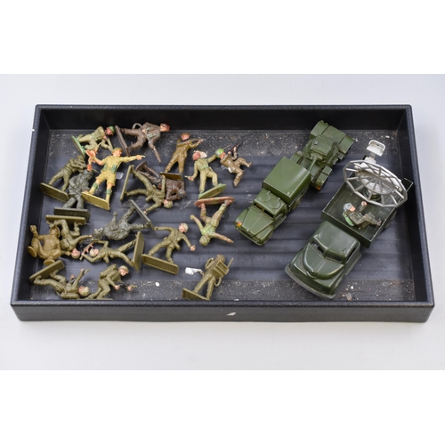 145 - Military Collection to Include Dinky Army One Ton Cargo Truck, Dinky Armoured Car, Lone Star Lorry a... 