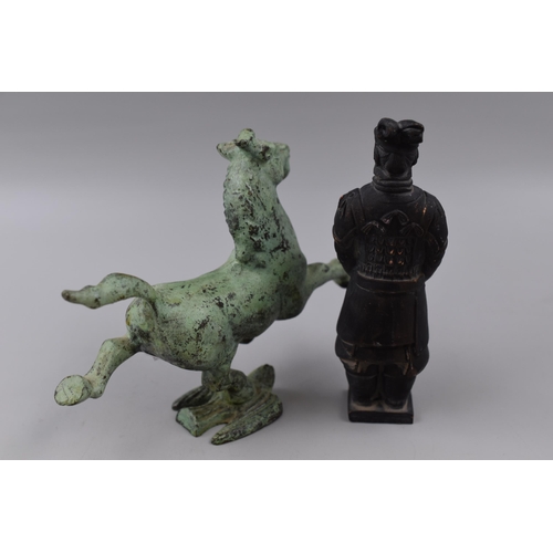 248 - Chinese Bronze Figure of Horse and a Terracotta Warrior