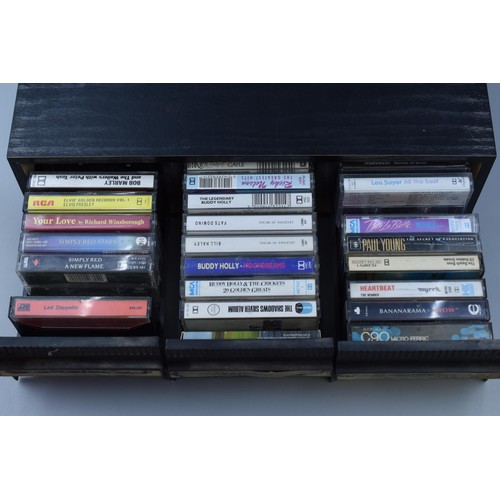 477 - Selection of Cassette Tapes Including Bob Marley, Led Zepplin and More with 2 Cassette Storage