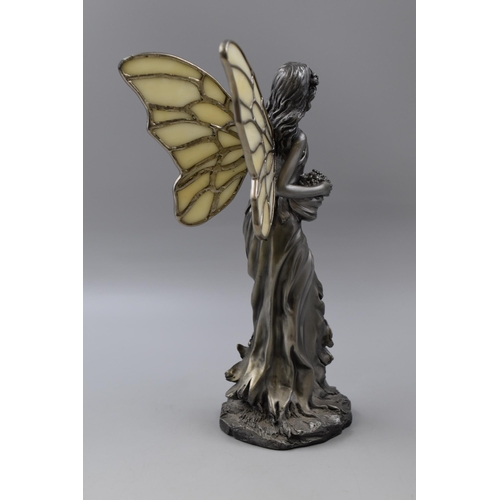 252 - Silvered Figure of Girl With Leaded Glass Fairy Wings (12