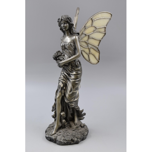 252 - Silvered Figure of Girl With Leaded Glass Fairy Wings (12