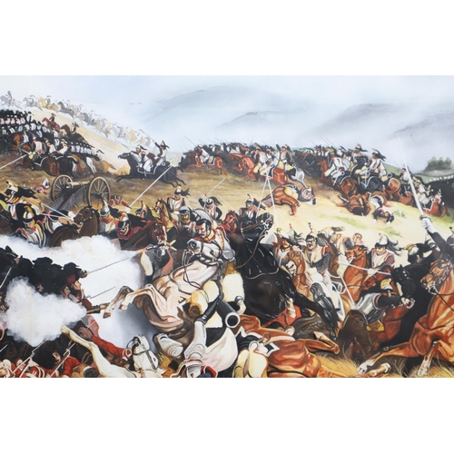 378 - An Original Framed and Glazed Watercolour Painting Depicting The Battle of Waterloo, Approx 27