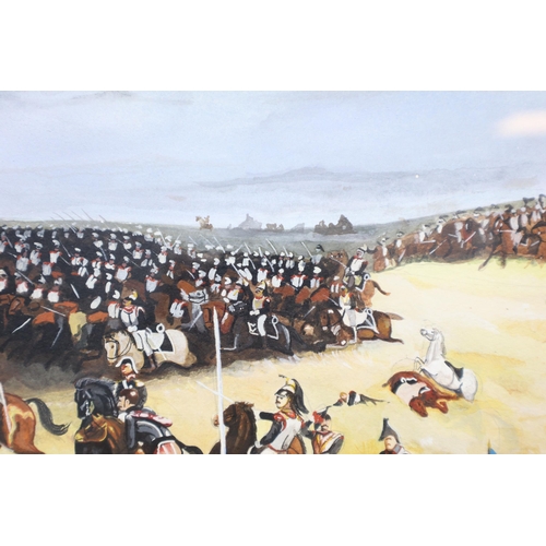 378 - An Original Framed and Glazed Watercolour Painting Depicting The Battle of Waterloo, Approx 27