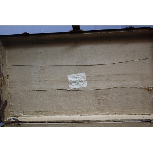 586 - Vintage Banded Wooden Storage Trunk (30