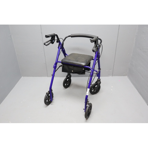 554 - Folding Lightweight Medequip Walking Aid with Seat and Under Storage and Twin Brake System Fitted