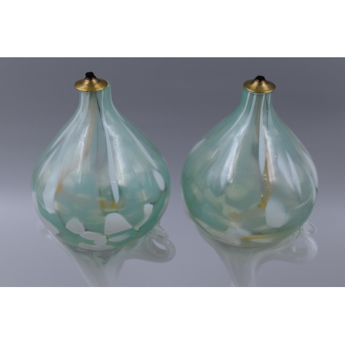 263 - Pair of Matching Beautiful Polish Josefina Art Glass Scent Oil Burners complete with Wicks and oil C... 