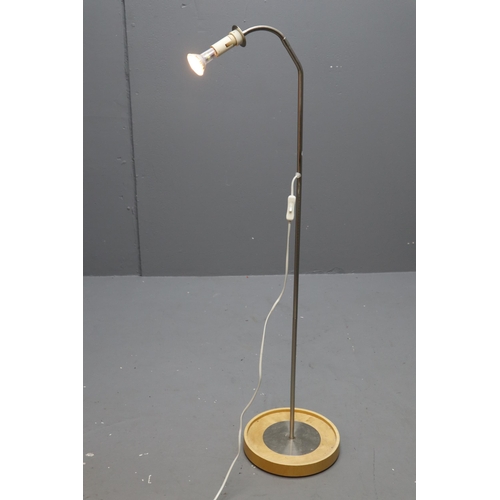 603 - A Modern Pine and Brushed Metal Adjustable Floor Lamp, Approx 52