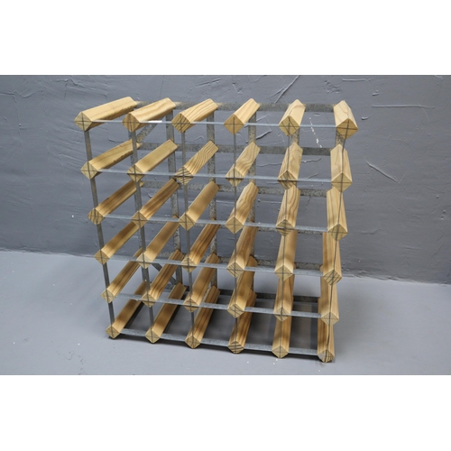 716 - A Wood and Metal Wine Rack (Holds Up To 25 Bottles), Approx 20.5