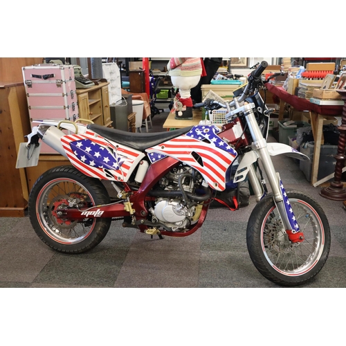 528 - American Stars and Stripes Evel Knievel 125cc Motorbike Mikilon Brand MOT till 21/06/2025 Fully Work... 