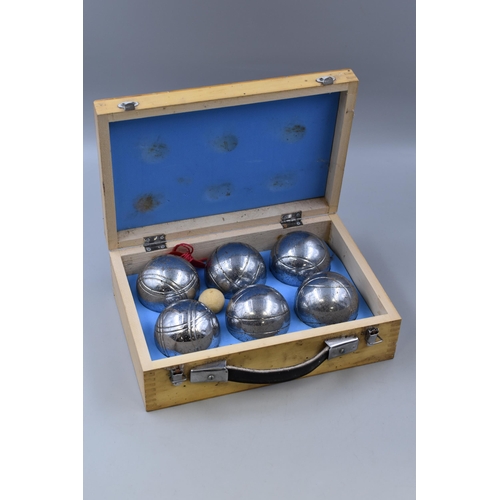 705 - Cased Set of Traditional French Boules complete with jack