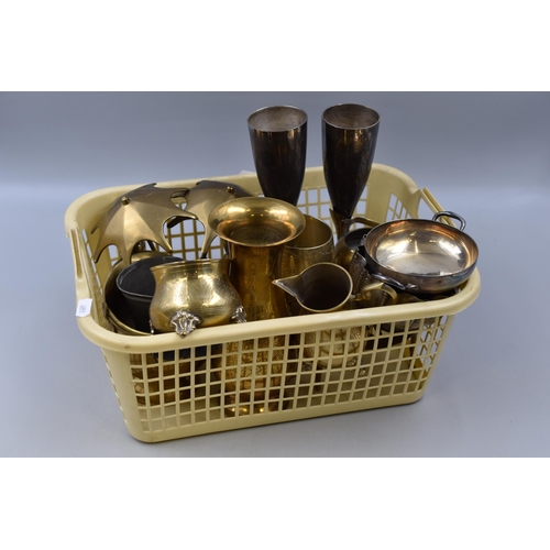 741 - A Selection of Brass and Metal Ware To Include Pair of Children With Umbrellas, Miniature Kettle, Pa... 