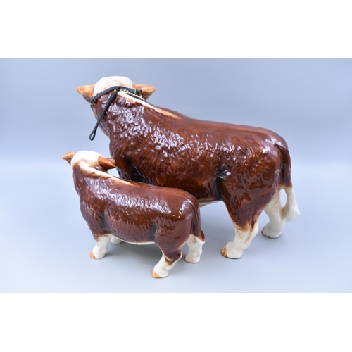 292 - A Large Nelson Pottery Butcher's Hereford Bull With Harness (Approx 17