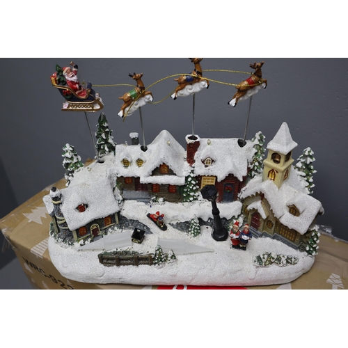 756 - Mixed Lot of Christmas Items to include Light-Up Musical Christmas Display, Wind-Up Musical Display ... 