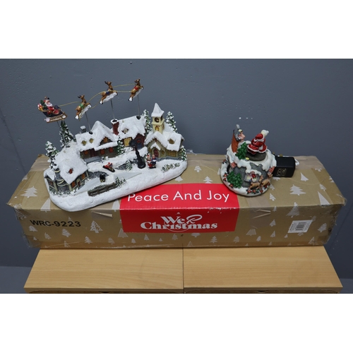 756 - Mixed Lot of Christmas Items to include Light-Up Musical Christmas Display, Wind-Up Musical Display ... 