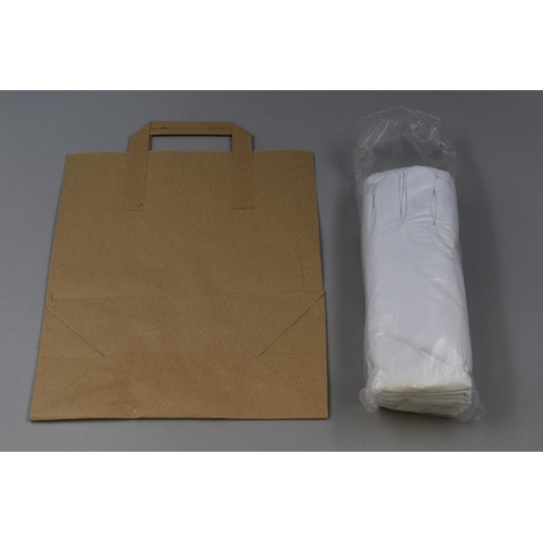 778 - A Selection of Approx 200 Paper Carrier Bags, With Approx 60 Pairs of White Cotton Gloves