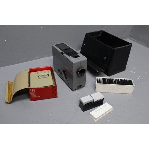 784 - A Large Selection of Slides With Kodak Pocket Retinamat 610 Projector (Untested), And Paterson 22 Sl... 