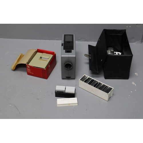 784 - A Large Selection of Slides With Kodak Pocket Retinamat 610 Projector (Untested), And Paterson 22 Sl... 