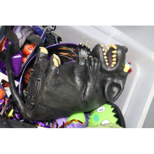 809 - Three Boxes of Halloween Decorations mainly New including All Seeing Eyes, Eyeball Lights, Skulls an... 