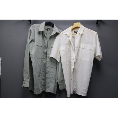 621 - Five Pre-Owned High End Lightweight Rohan Walking Shirts in size M and L.