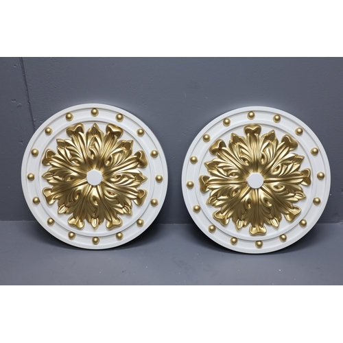 712 - Two Victorian Style Decorative Moulded Ceiling Rose Medallions (20