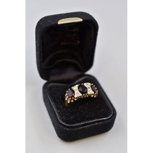 3 - Silver 925 and Gold Plated Ring (Size R) Complete with Presentation Box