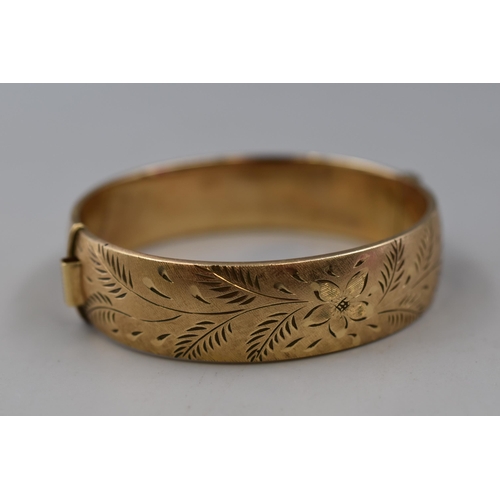 9 - 1/5 9ct Rolled Gold Floral Engraved Bangle