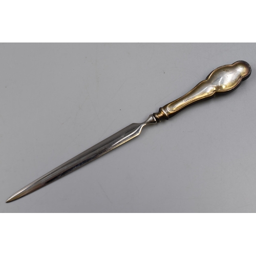 20 - A Hallmarked Birmingham Silver Handled Letter Opener, Circa 1922