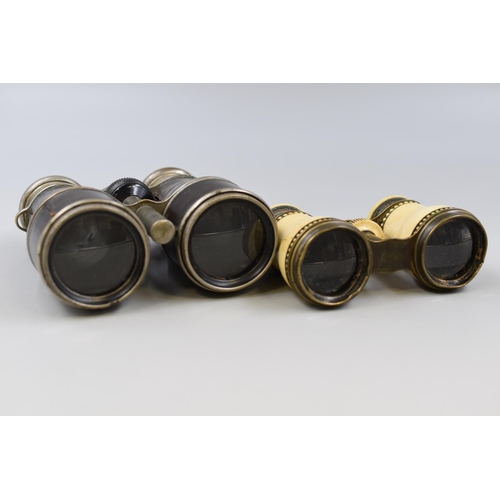 264 - Two Pairs of Vintage Binoculars To Include Pair of Brass and Bone Binoculars (AF), And Other