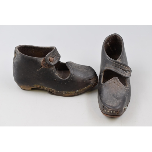 373 - A Pair of Antique Early 1900's Child's Clogs