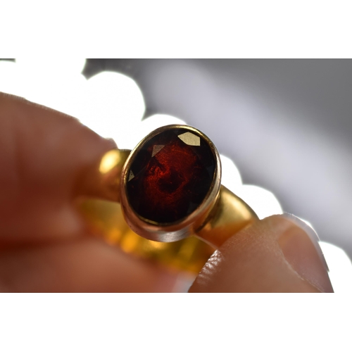 39 - Hallmarked Birmingham 22ct Gold Rings with Faceted Black Stone (Size Q) Complete with Presentation B... 