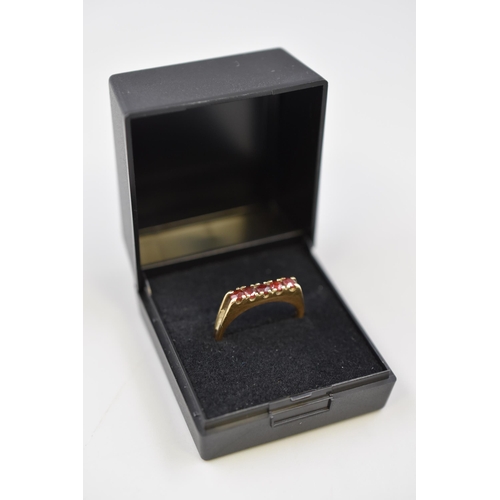 41 - Gold 375 (9ct) Ruby Stoned Ring (Size P) Complete with Presentation Box