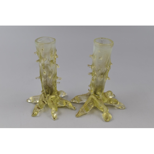 269 - A Pair of Uranium Artglass Vases, Approx 4