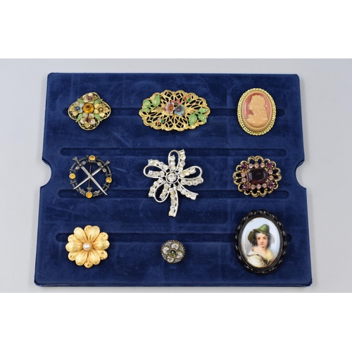 169 - Selection of 9 Vintage and Modern Brooches