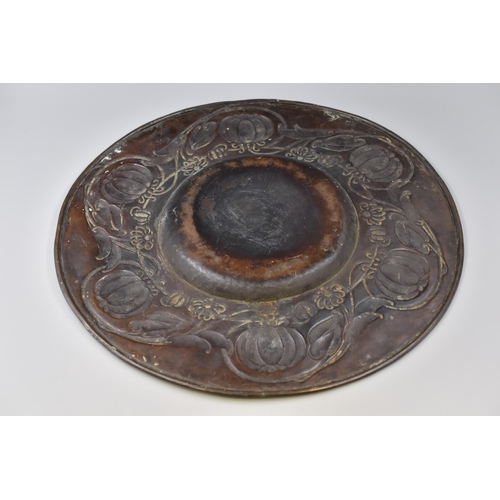 378 - A Copper Arts and Crafts Pumpkin Charger, Approx 18.5